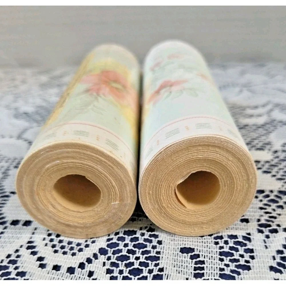 Vinyl Wallpaper Border Green Pink Floral Pre-pasted Strippable Washable 10 Yds